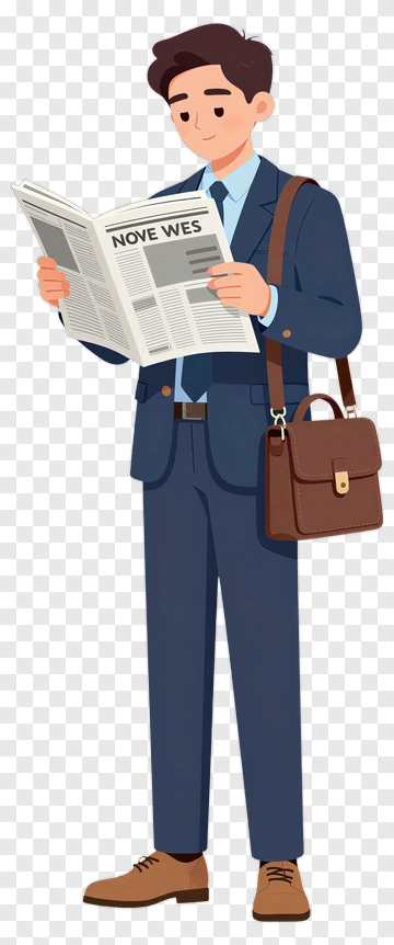 Businessman Reading A Newspaper PNG