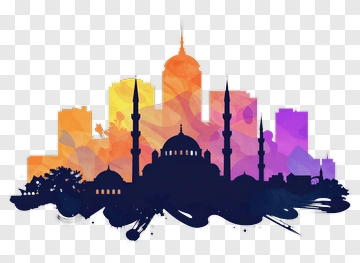 Colorful City Skyline Silhouette PNG