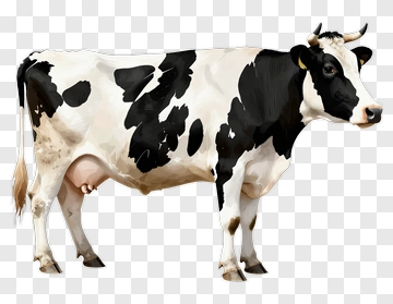 Realistic Black And White Dairy Cow PNG