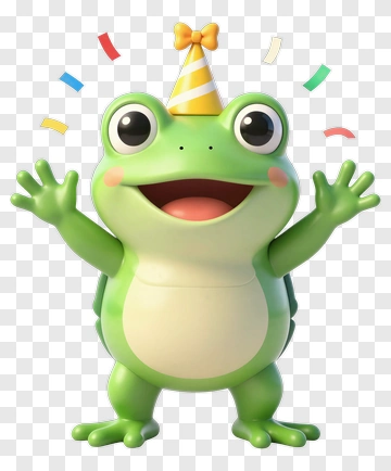 Cartoon Frog Celebrating With A Party Hat PNG