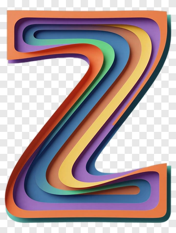 Colorful Paper Cut Number Z PNG