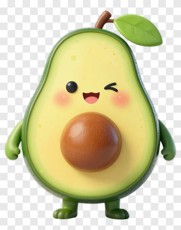 Cartoon Avocado Character Winking PNG