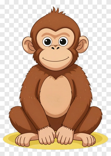 Cartoon Monkey Sitting With A Smile PNG