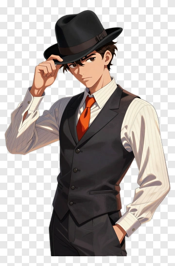 Stylish Man In A Suit And Hat PNG