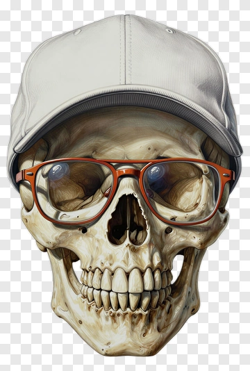 Skull Wearing Glasses And A Cap PNG