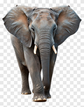 Realistic Elephant Walking Forward PNG