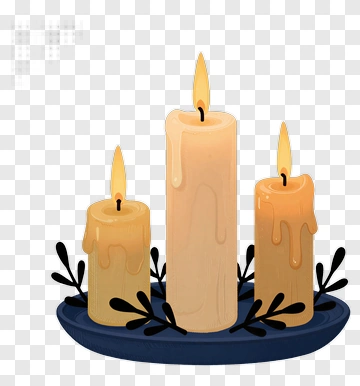 Three Candles On A Decorative Tray PNG