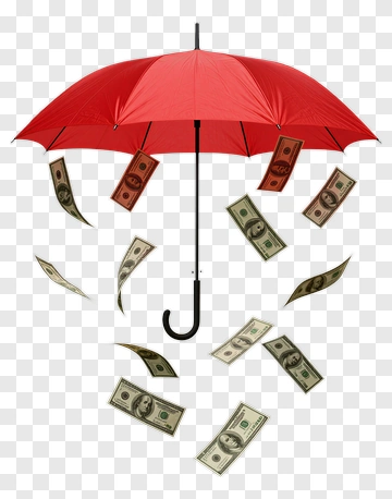 Red Umbrella With Falling Money Bills PNG