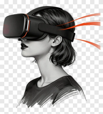 Woman Using A Virtual Reality Headset PNG