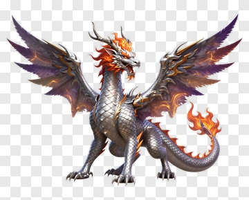 Fantasy Dragon With Fiery Wings PNG
