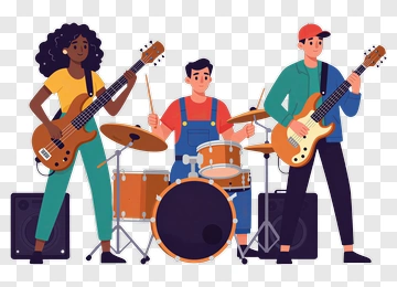 Band Performing Music Together PNG