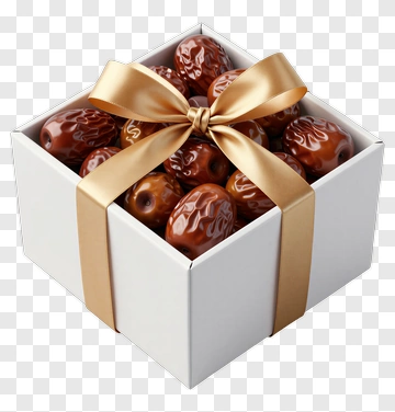Gift Box Filled With Chocolate Dates PNG