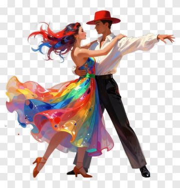 Couple Dancing In Colorful Attire PNG