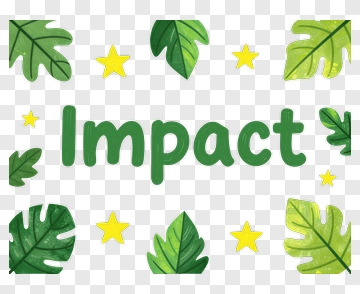 Impact With Green Leaves And Stars PNG