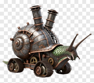 Steampunk Snail With Mechanical Features PNG