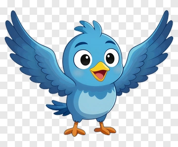 Cartoon Blue Bird With Outstretched Wings PNG
