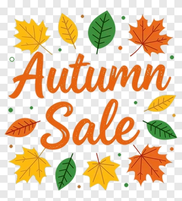 Autumn Sale With Colorful Leaves PNG