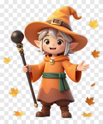 Cartoon Wizard Holding A Staff PNG