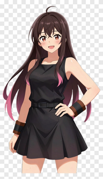 Anime Girl In Black Dress PNG