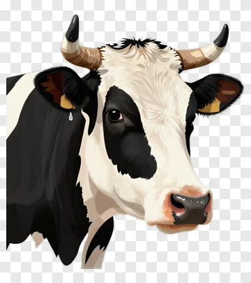 Realistic Cow Head With Horns PNG