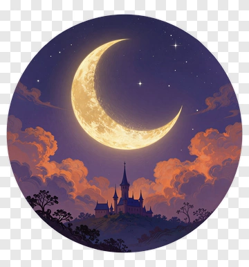 Moon Over Castle With Clouds PNG