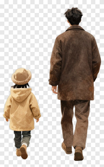 Father And Child Walking Together PNG