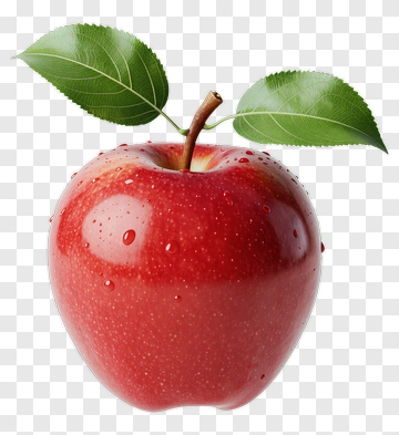 Red Apple With Green Leaves PNG