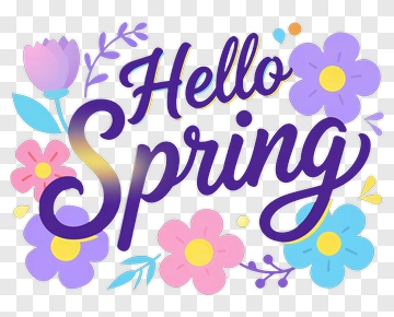 Hello Spring Floral Design PNG