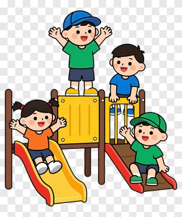Cartoon Children Playing On A Playground PNG