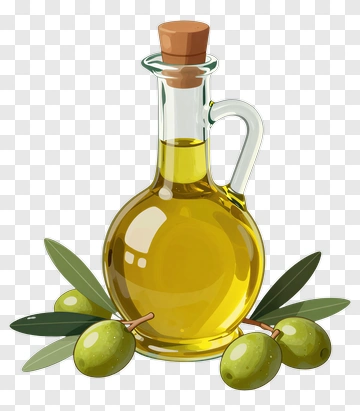 Olive Oil Bottle With Green Olives PNG