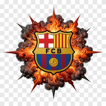 Fc Barcelona Logo With Flames PNG