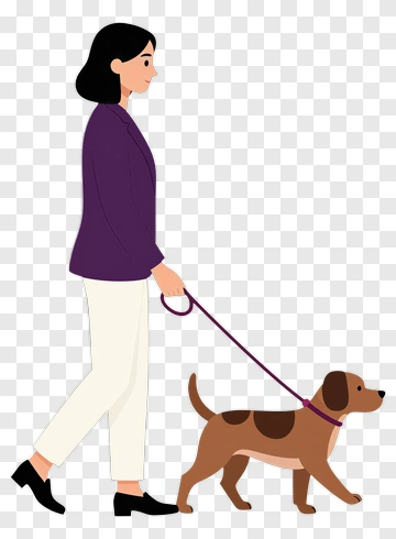 Woman Walking A Dog PNG