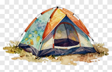 Watercolor Camping Tent PNG