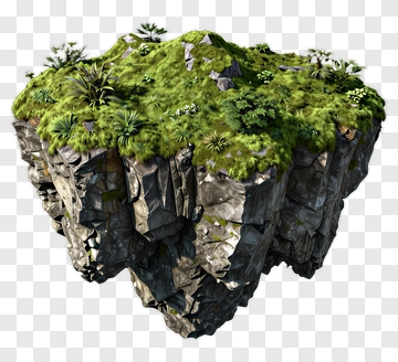 Floating Island With Vegetation PNG