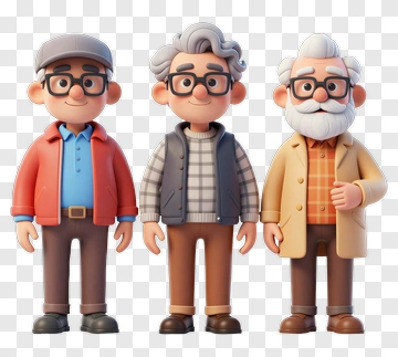 3D Cartoon Men In Casual Outfits PNG