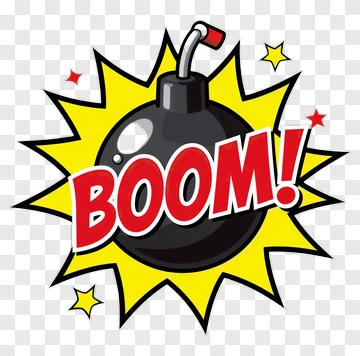 Cartoon Bomb With Boom Explosion PNG