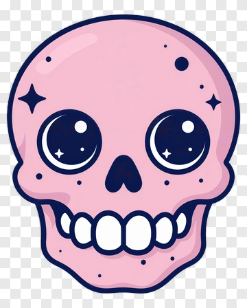 Cartoon Pink Skull With Sparkling Eyes PNG