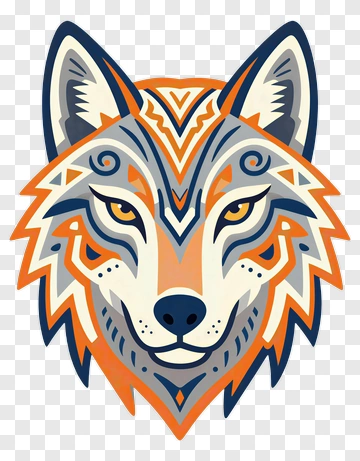 Stylized Wolf Head Illustration PNG