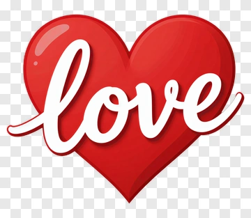 Red Heart With Love Text PNG