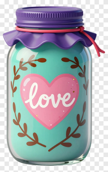 Colorful Jar With Love Heart Design PNG
