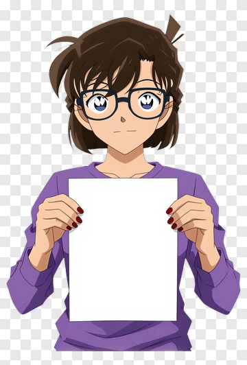 Anime Girl Holding A Blank Sheet Of Paper PNG
