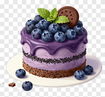 Blueberry Cake With Chocolate Cookie PNG