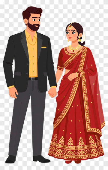 Couple Holding Hands In Traditional Attire PNG