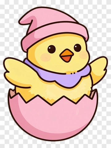 Cartoon Chick Hatching From A Pink Egg PNG