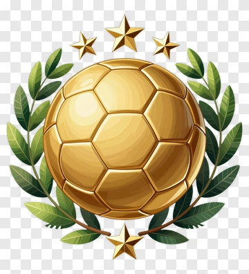 Golden Soccer Ball With Laurel Leaves And Stars PNG