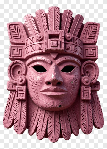 Pink Aztec Mask Sculpture PNG