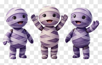 Cartoon Mummy Characters With Happy Expressions PNG