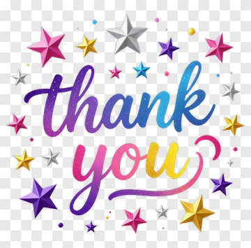 Thank You With Colorful Stars PNG