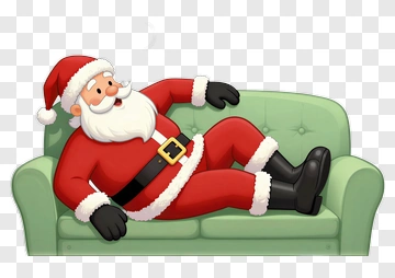Cartoon Santa Claus Relaxing On A Couch PNG