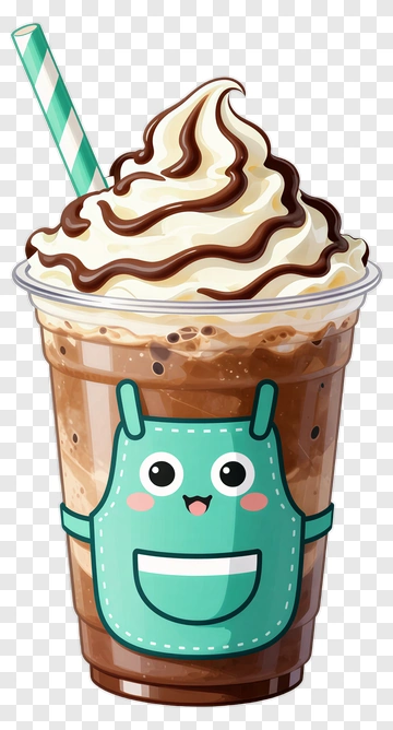 Cartoon Chocolate Milkshake With Whipped Cream PNG